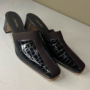 J.Renee Black Patent Croc Mules